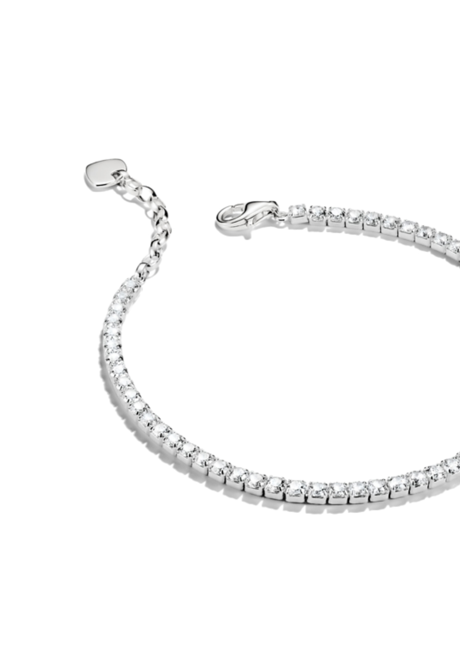 Silver bracelet with white zirconia stones