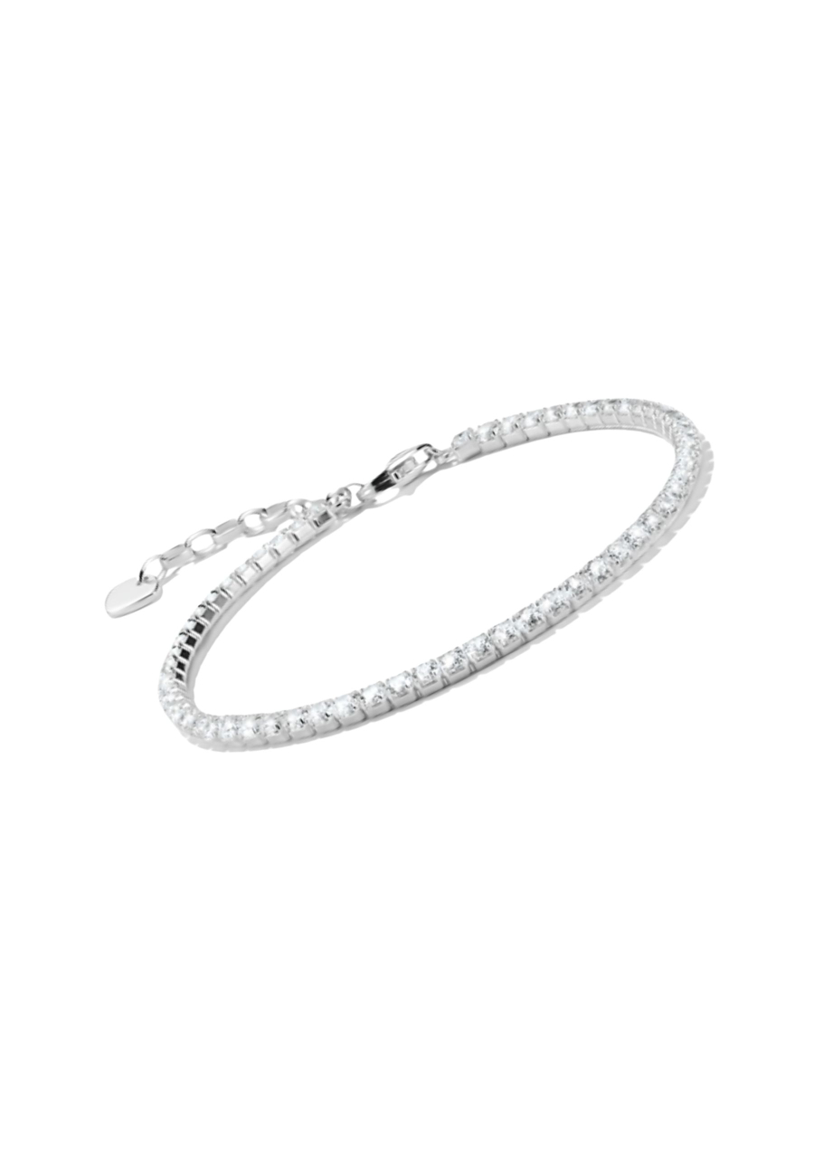 Silver bracelet with white zirconia stones