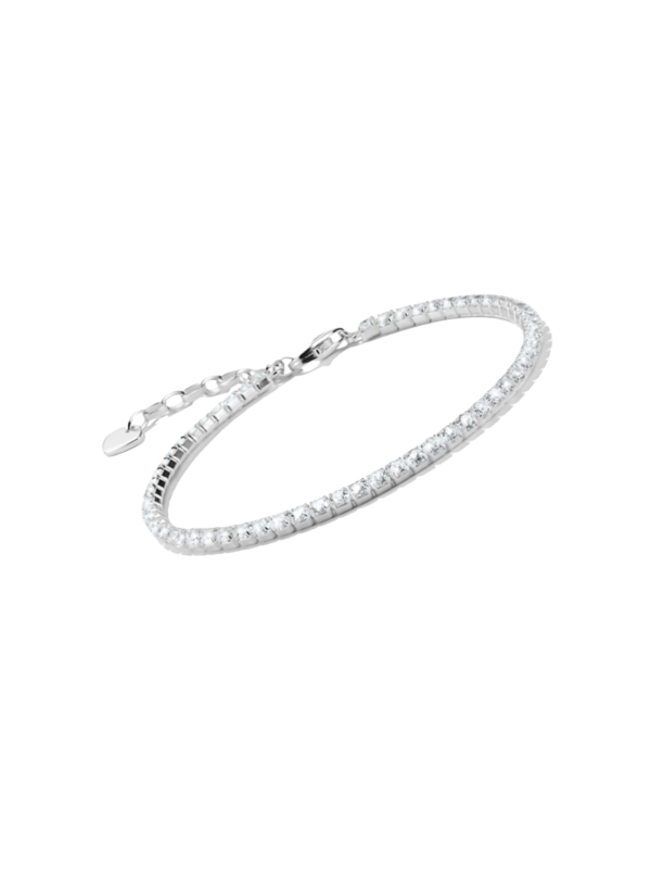 Silver bracelet with white zirconia stones