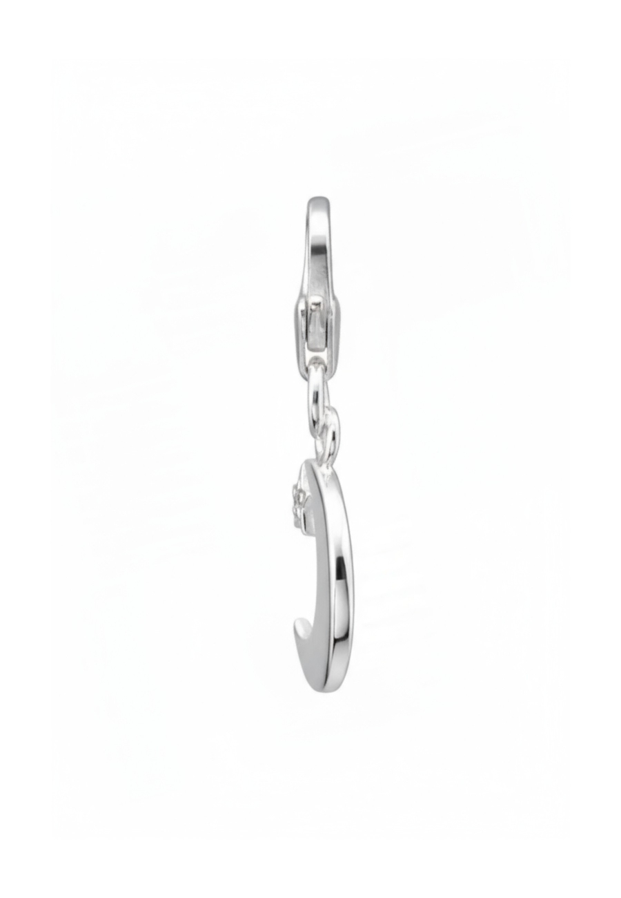 Maxte CH-JB3855 Silver Crescent Moon Clip on Charm with… | Diademita