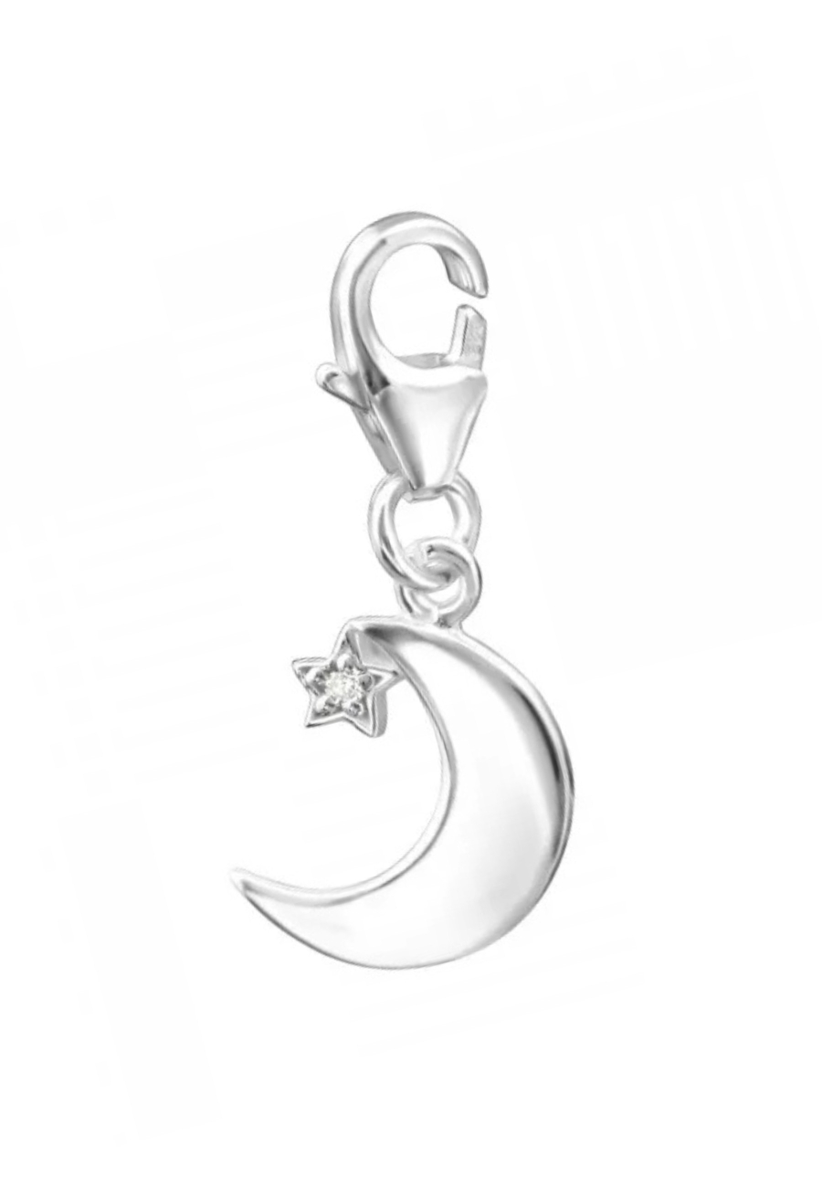 Maxte CH-JB3855 Silver Crescent Moon Clip on Charm with… | Diademita