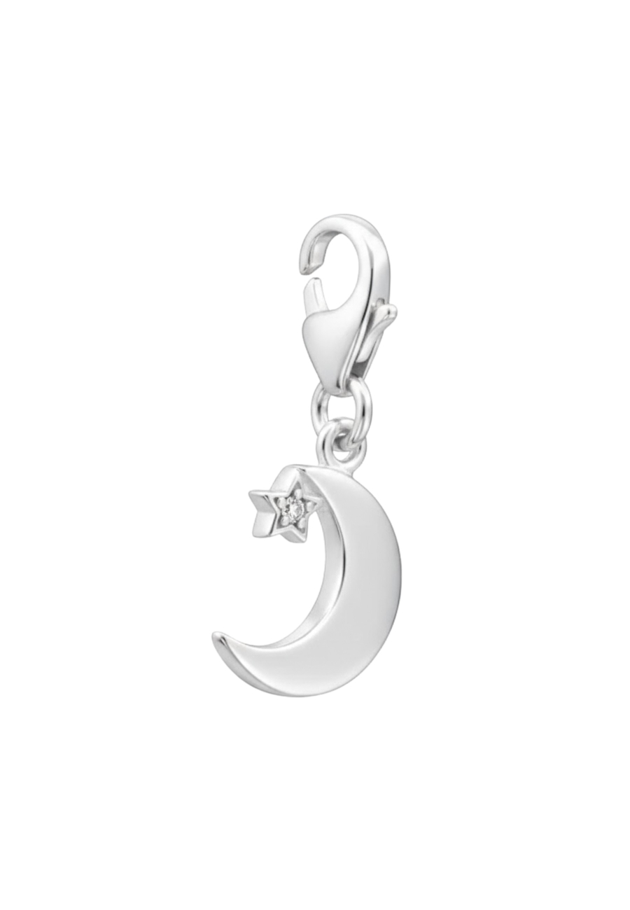 Maxte CH-JB3855 Silver Crescent Moon Clip on Charm with… | Diademita
