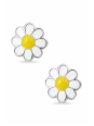 Children's Silver Flower Ear Studs with Epoxy