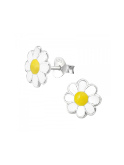 Kinder-Ohrstecker Silber-Blume mit Epoxy