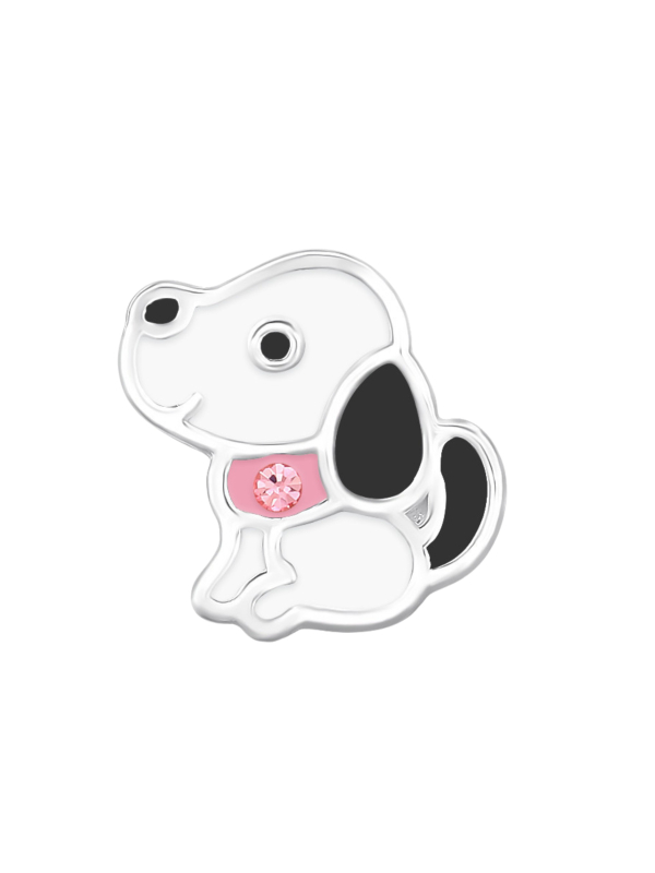 Puces d'Oreilles Chien en Argent Sterling Premium pour Enfants avec Cristal et Époxy
