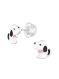 Puces d'Oreilles Chien en Argent Sterling Premium pour Enfants avec Cristal et Époxy