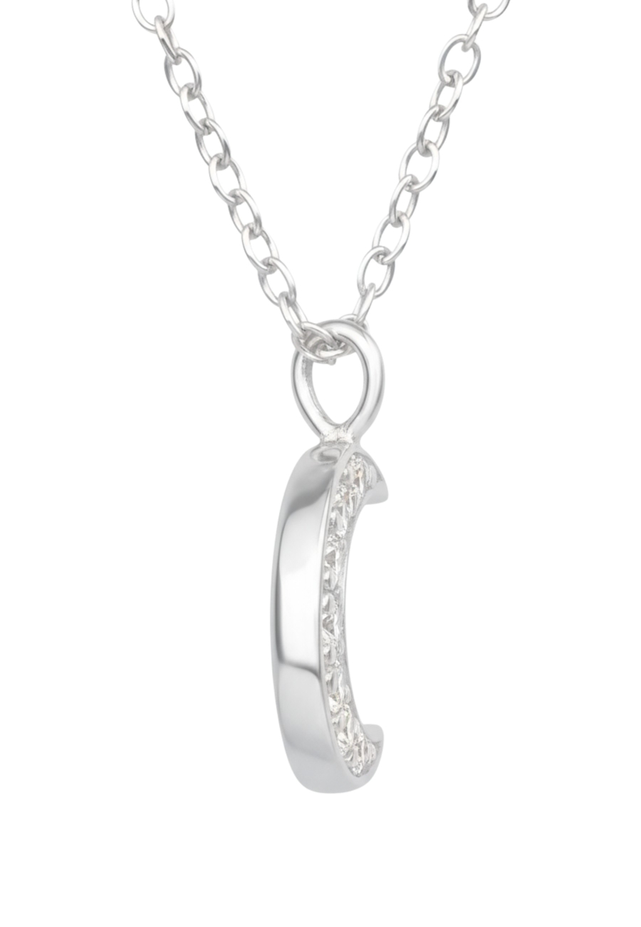 Collier Lune Croissante en Argent pour Enfants avec Zircone Cubique