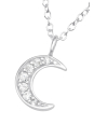 Collier Lune Croissante en Argent pour Enfants avec Zircone Cubique