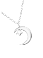 Silver Moon and Star Necklace