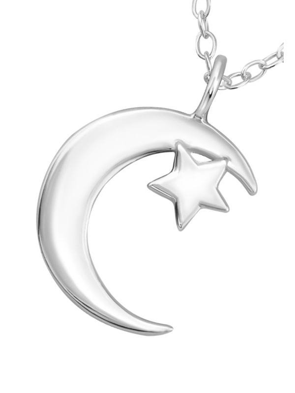 Silver Moon and Star Necklace