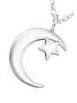 Silberne Mond- und Stern-Halskette