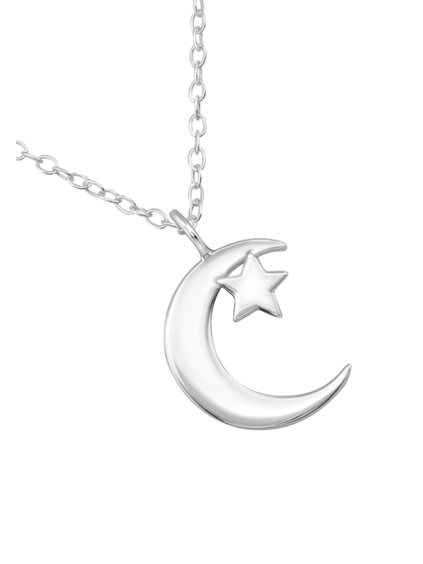 Silver Moon and Star Necklace