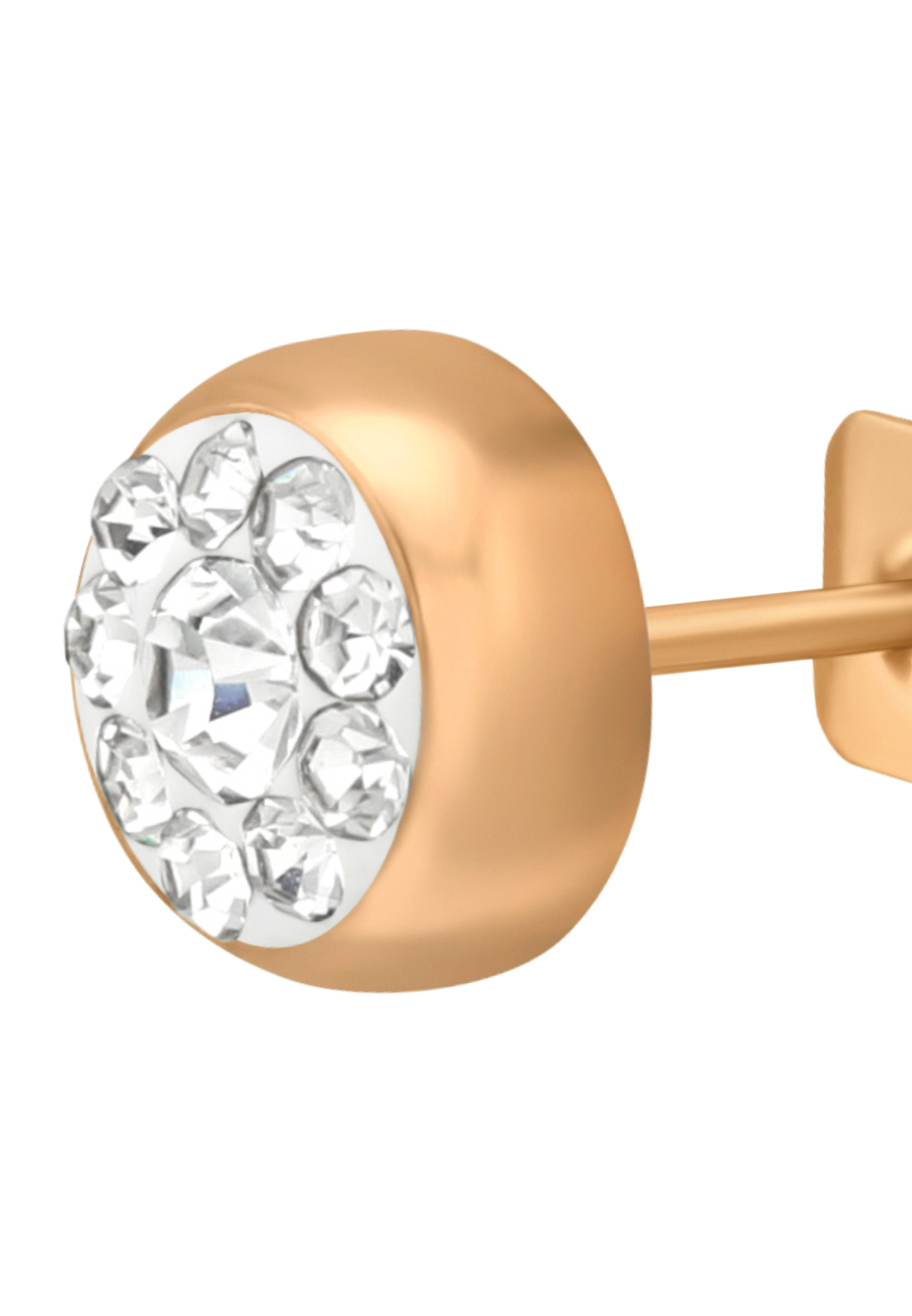 Rose Gold Surgical Steel Round 5mm Ear Studs with Crystal