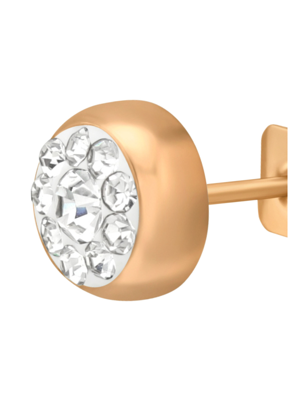Rose Gold Surgical Steel Round 5mm Ear Studs with Crystal