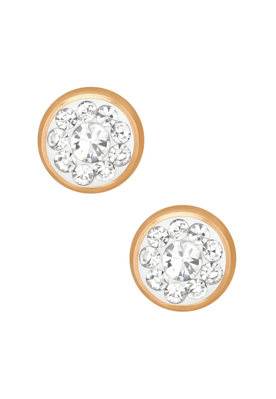 Puces d'Oreilles Rondes 5 mm Acier Chirurgical Or Rose avec Cristal