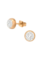 Puces d'Oreilles Rondes 5 mm Acier Chirurgical Or Rose avec Cristal