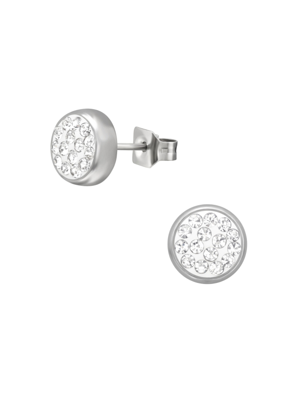 Ohrstecker Rund 6 mm aus Hochglanzpoliertem Chirurgenstahl mit Kristall