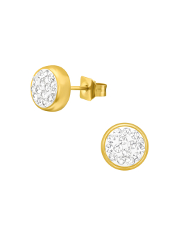 Goud Chirurgisch Staal Ronde 6 mm Oorstekers met Kristal – Goud