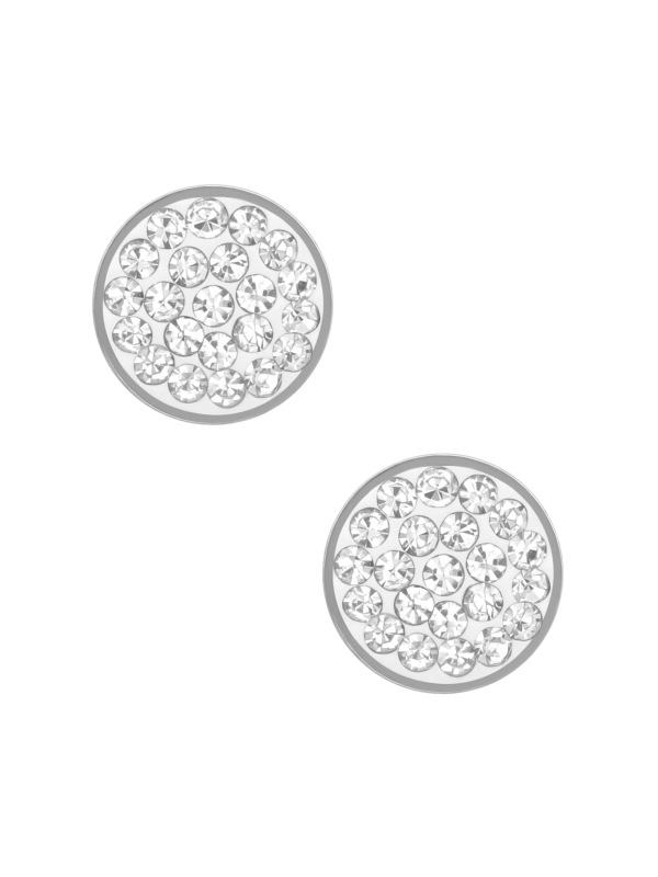 Puces d'Oreilles Rondes 8 mm en Acier Chirurgical Poli Miroir avec Cristal