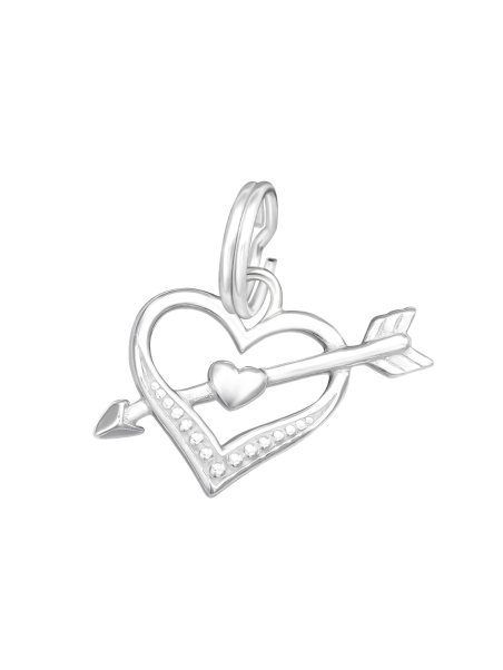 Silberner Herz- und Pfeil-Charm mit Spaltring