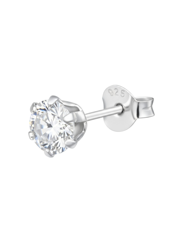Puces d'Oreilles Rondes 5 mm en Argent avec Cristaux