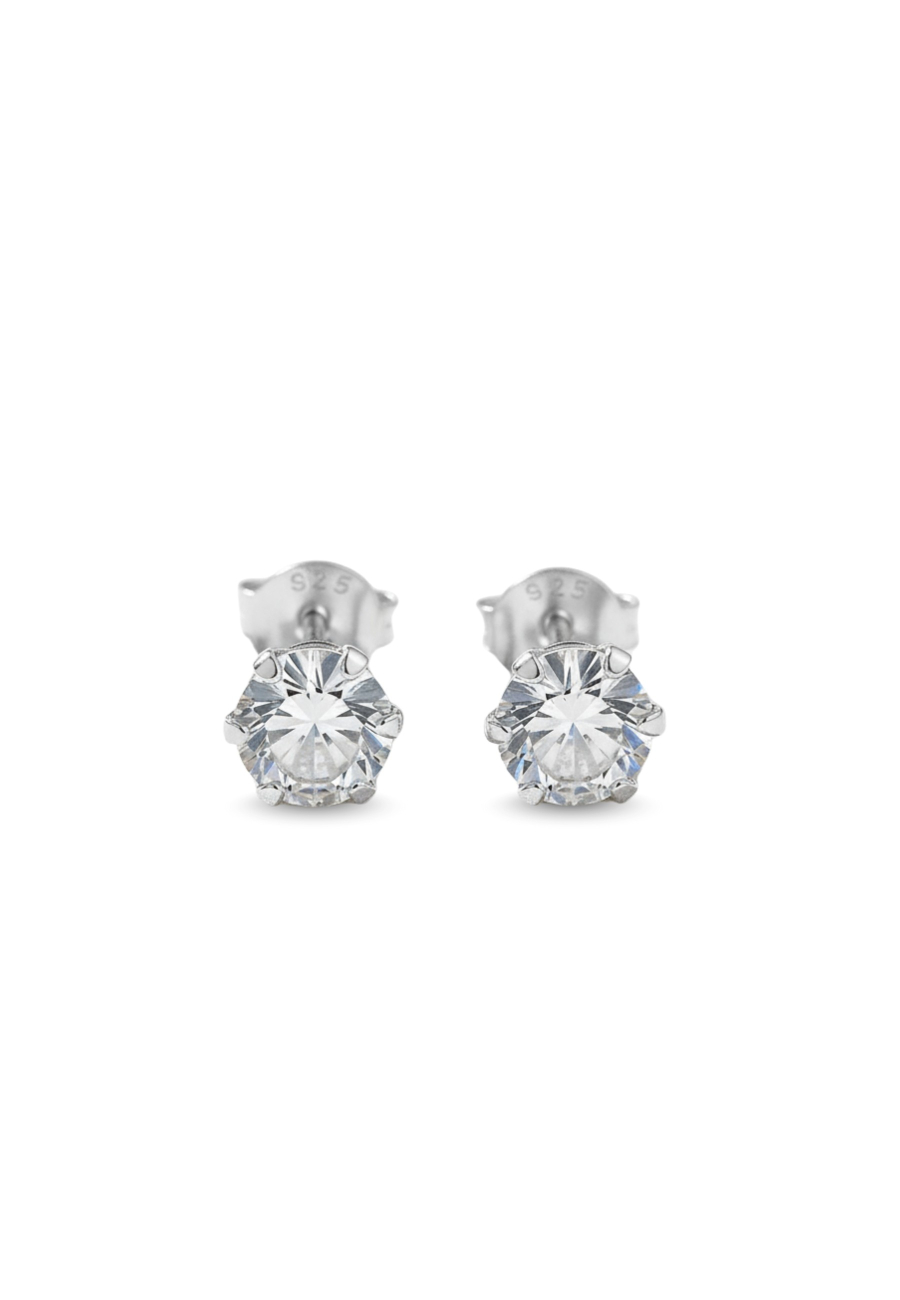 Puces d'Oreilles Rondes 5 mm en Argent avec Cristaux