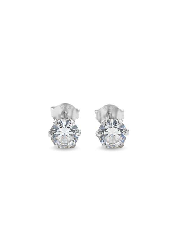 Puces d'Oreilles Rondes 5 mm en Argent avec Cristaux