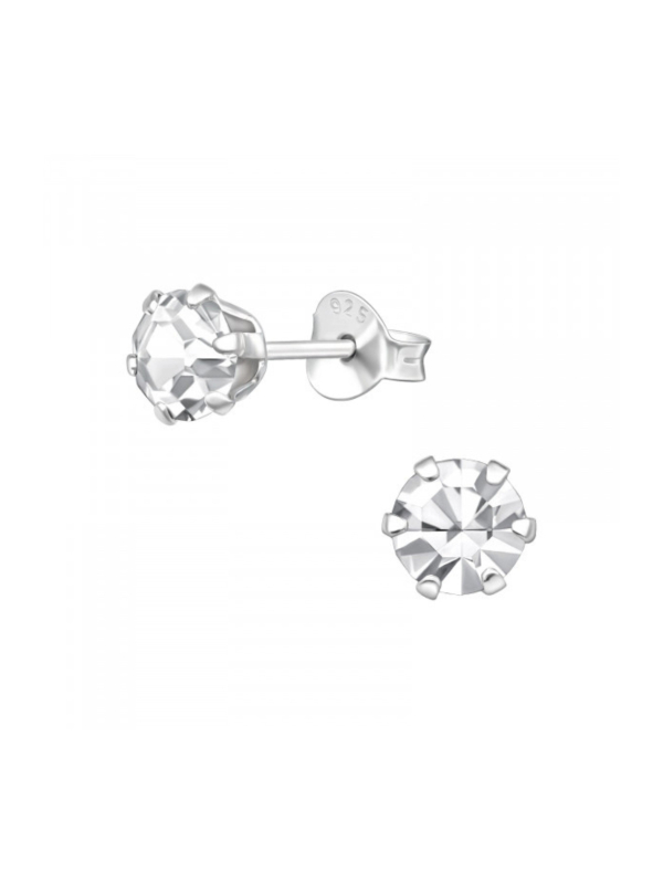 Puces d'Oreilles Rondes 5 mm en Argent avec Cristaux