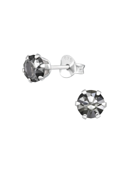 Puces d'Oreilles Rondes 5 mm en Argent avec Cristaux
