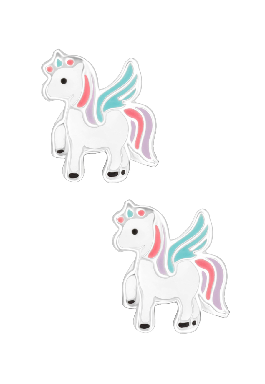 Puces d'Oreilles Licorne pour Enfants en Argent Sterling avec Émail (or Résine Époxy)