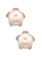 Silver Flower Ear Studs with Genuine European Crystal Pearls
