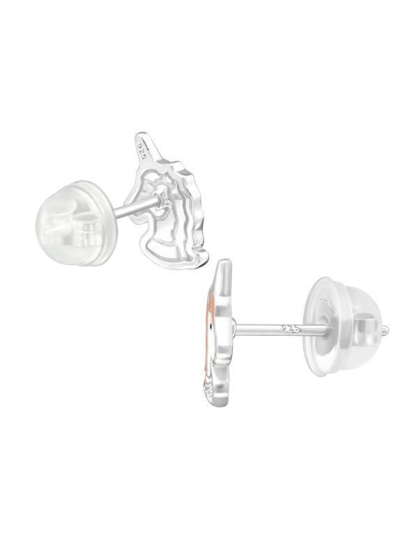 Puces d'Oreilles Licorne Premium pour Enfants en Argent Sterling avec Cristal et Émail (or Résine Époxy)