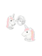 Premium Kinder-Ohrstecker Einhorn aus Sterling Silber mit Kristall und Epoxidharz
