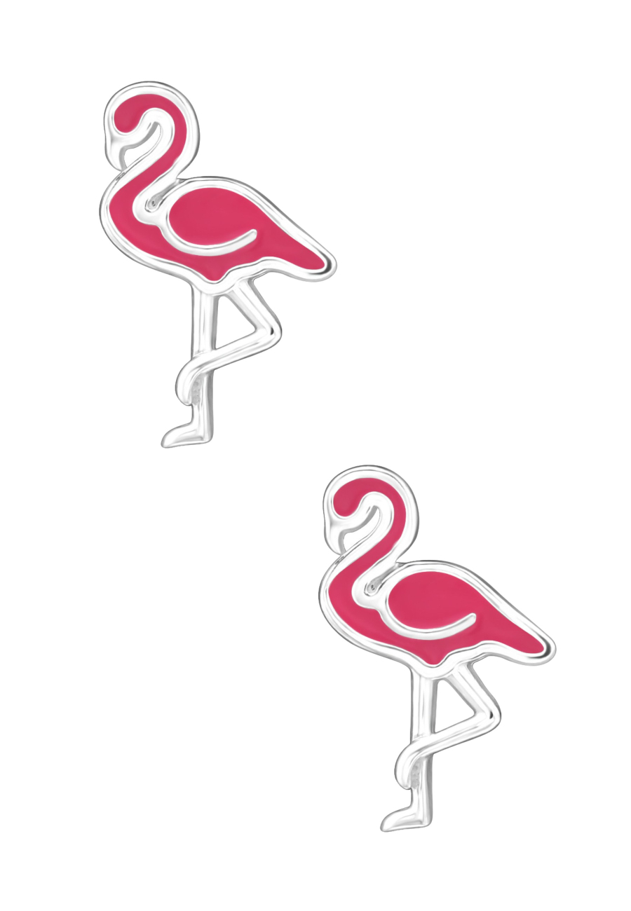 Premium Kinder-Ohrstecker Flamingo aus Sterling Silber mit Epoxidharz