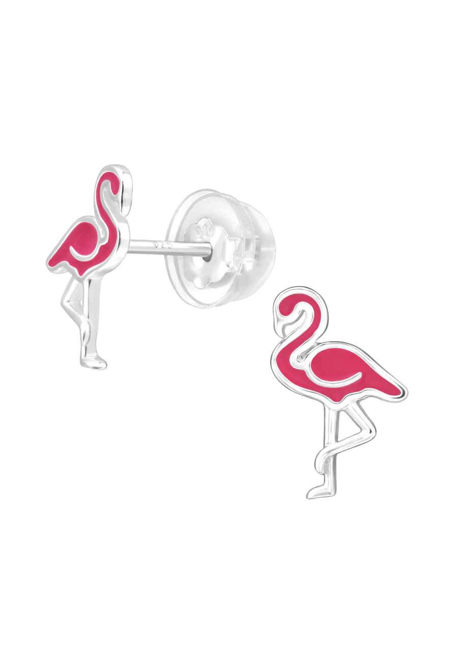 Premium Kinder-Ohrstecker Flamingo aus Sterling Silber mit Epoxidharz