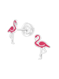 Premium Kinder-Ohrstecker Flamingo aus Sterling Silber mit Epoxidharz