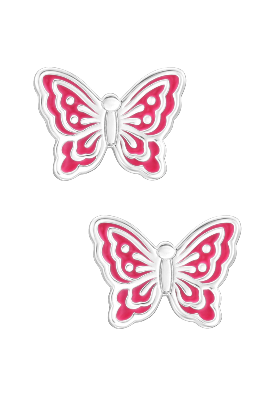 Puces d'Oreilles Papillon Premium pour Enfants en Argent Sterling avec Émail (or Résine Époxy)