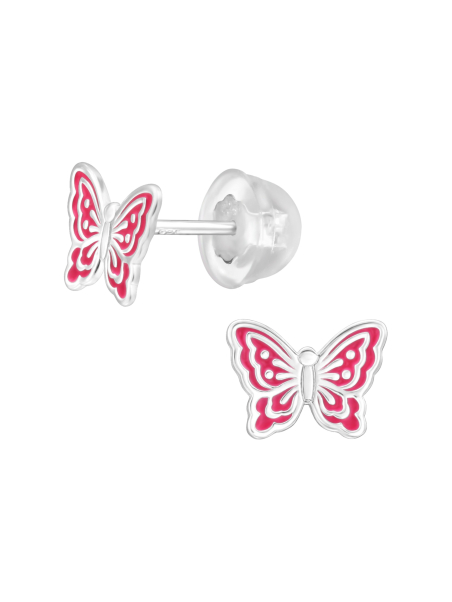 Puces d'Oreilles Papillon Premium pour Enfants en Argent Sterling avec Émail (or Résine Époxy)