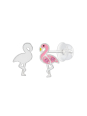 Puces d'Oreilles Flamant Rose Premium pour Enfants en Argent Sterling avec Cristal et Émail (or Résine Époxy