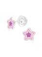 Premium Kinder-Ohrstecker Stern aus Sterling Silber mit Kristall und Epoxidharz