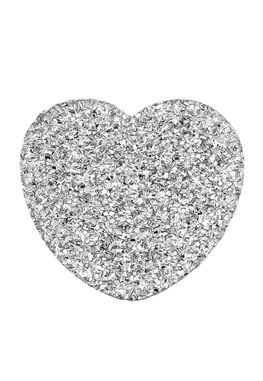 Maxte SES-1163-SS Textured Heart Stainless Steel Ear Studs | Diademita