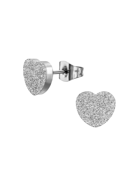 Maxte SES-1163-SS Textured Heart Stainless Steel Ear Studs | Diademita