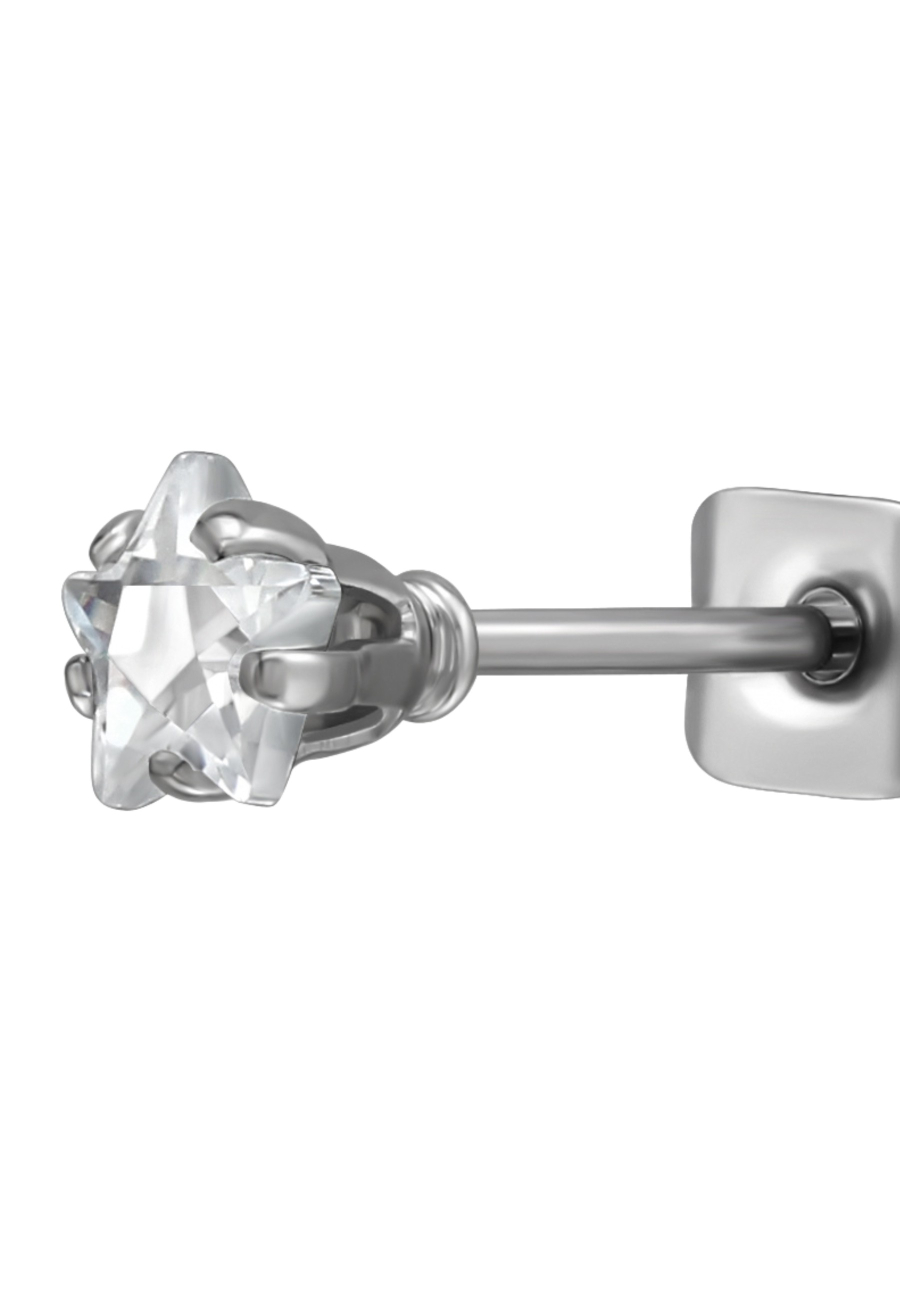Puces d'Oreilles Étoile 4 mm en Acier Inoxydable avec Zircone Cubique