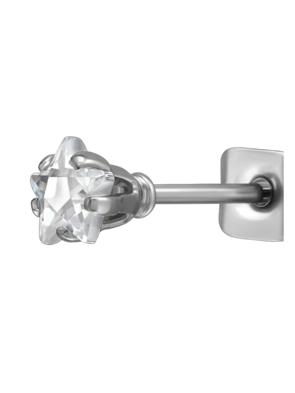 4 mm Stern-Ohrstecker aus Edelstahl mit Zirkonia