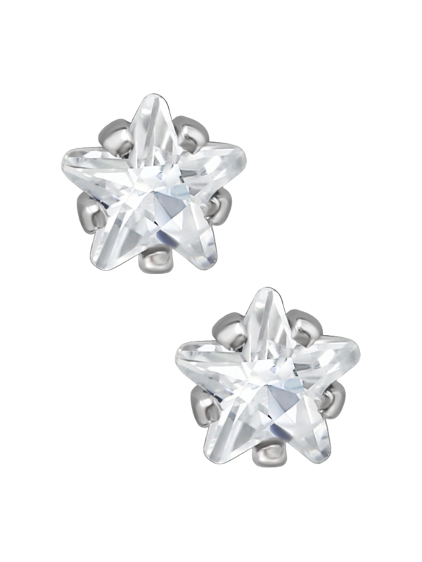4 mm Stern-Ohrstecker aus Edelstahl mit Zirkonia