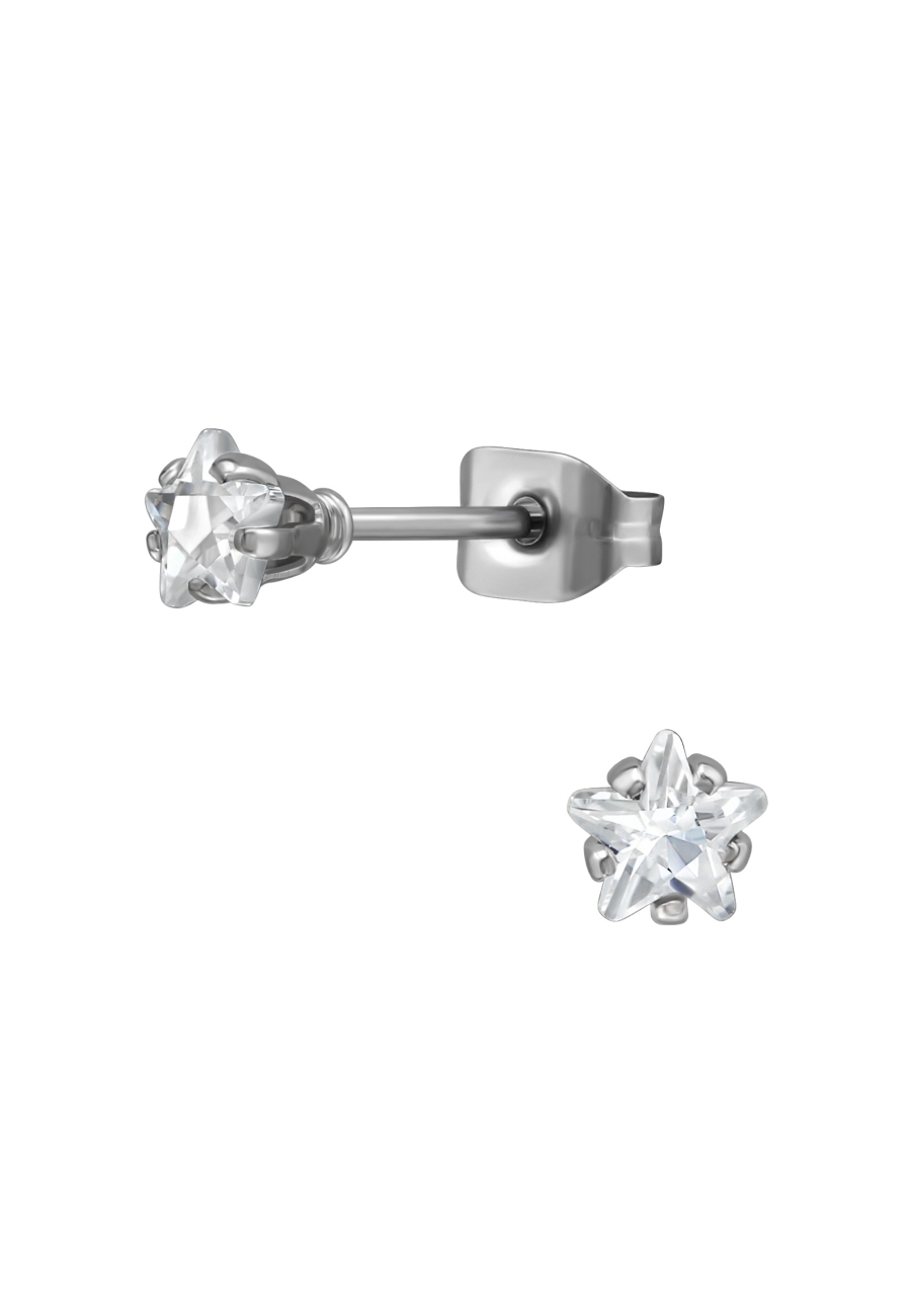 4 mm Stern-Ohrstecker aus Edelstahl mit Zirkonia