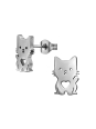 Puces d'Oreilles Chat avec Cœur en Acier Inoxydable