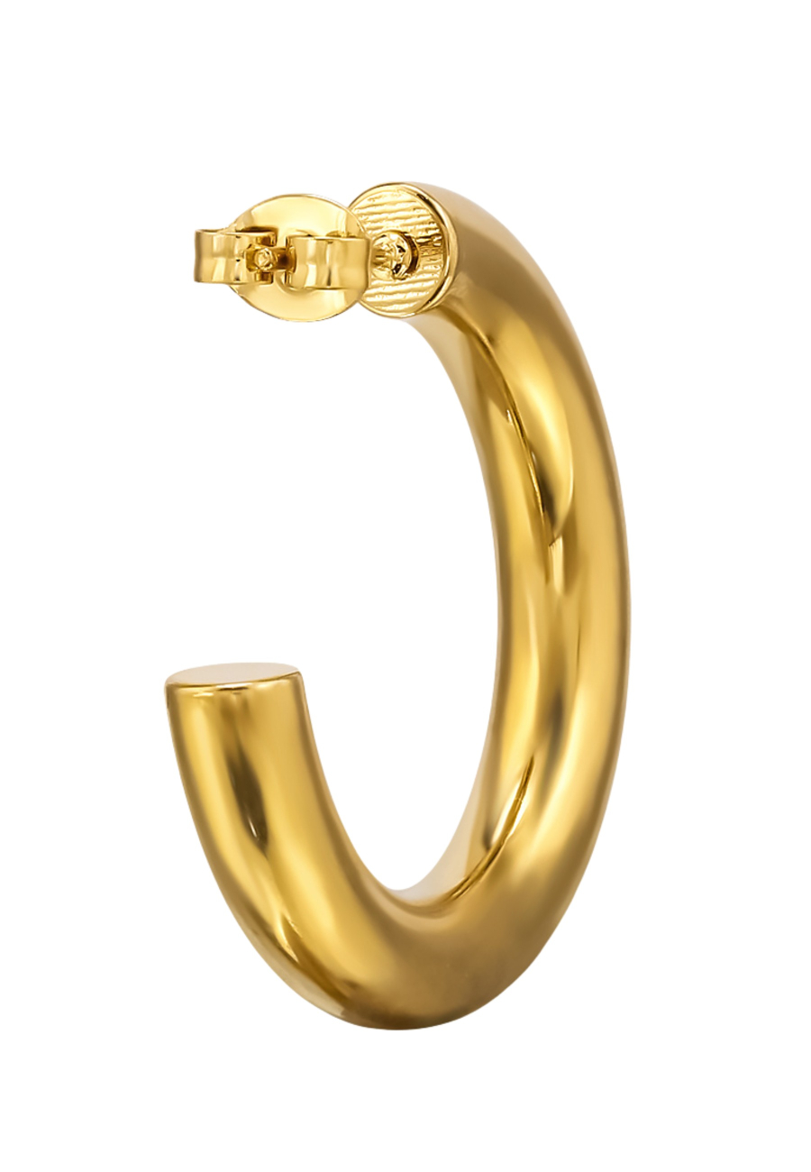 30 mm Gerundete Halbe Creolen/Ohrstecker aus Edelstahl in Goldfarbe