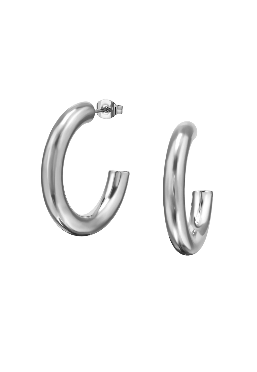 30mm Rounded Half Hoop Stainless Steel Ear Studs