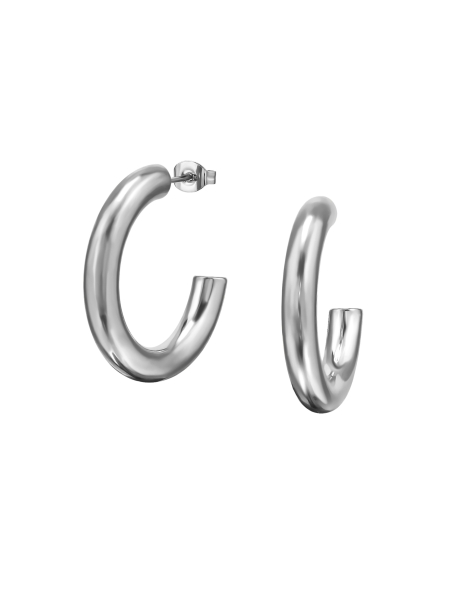 30 mm Gerundete Halbe Creolen/Ohrstecker aus Edelstahl